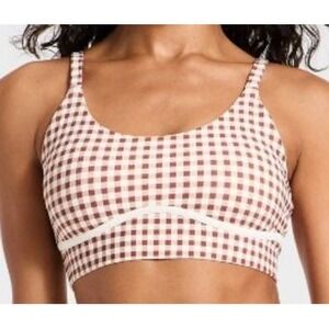 JoyLab Gingham Sports Bra Cottagecore Medium Brown NWT Removable Pads KL4Y6G